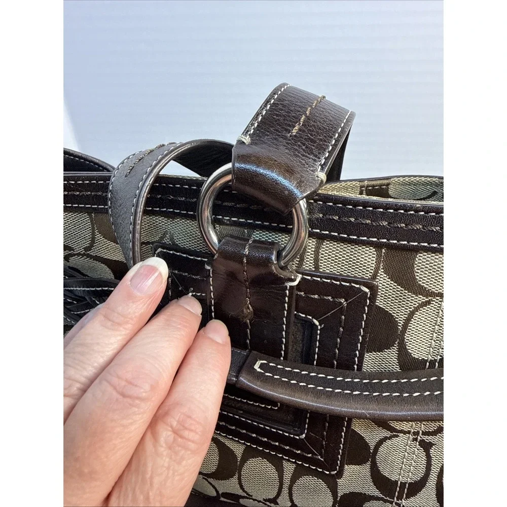Vintage Y2K Coach Soho 5089 Signature Canvas Braided Leather Satchel Tote Brown